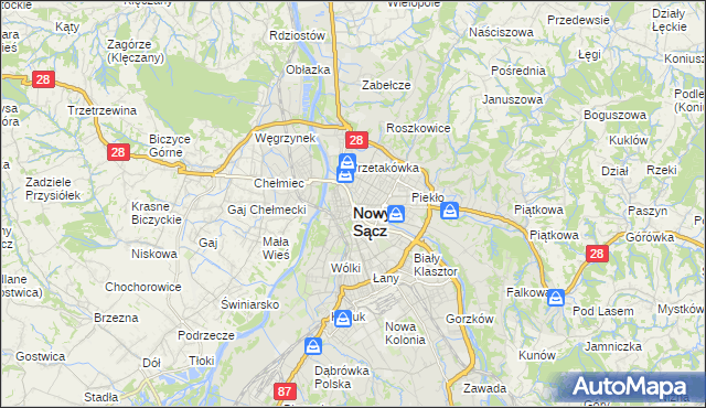 mapa Nowego Sącza, Nowy Sącz na mapie Targeo