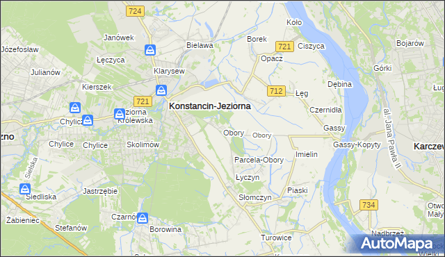 mapa Obory gmina Konstancin-Jeziorna, Obory gmina Konstancin-Jeziorna na mapie Targeo