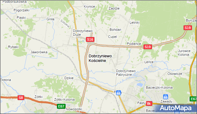 mapa Ogrodniki gmina Dobrzyniewo Duże, Ogrodniki gmina Dobrzyniewo Duże na mapie Targeo