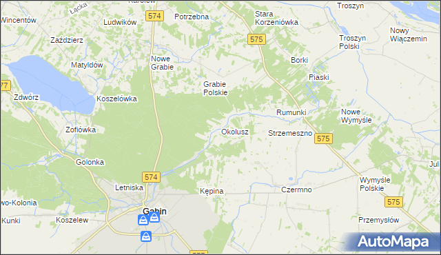 mapa Okolusz, Okolusz na mapie Targeo