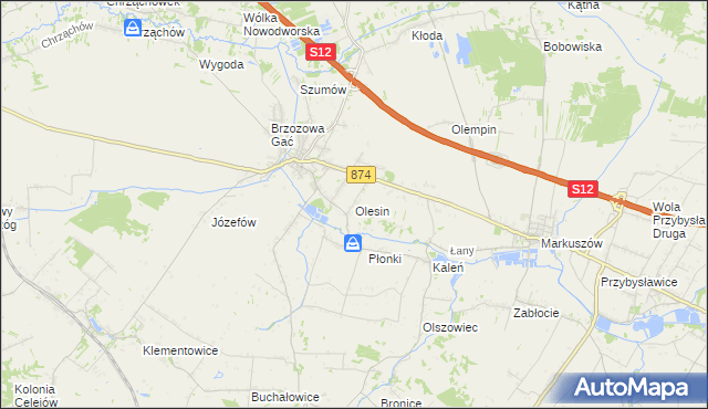 mapa Olesin gmina Kurów, Olesin gmina Kurów na mapie Targeo