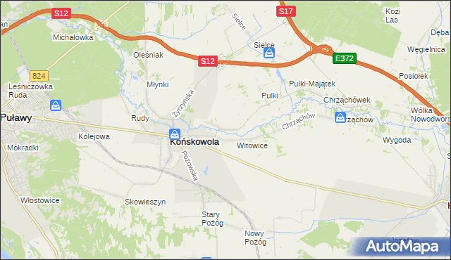 mapa Opoka gmina Końskowola, Opoka gmina Końskowola na mapie Targeo