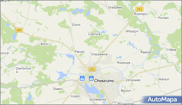 mapa Oraczewice, Oraczewice na mapie Targeo