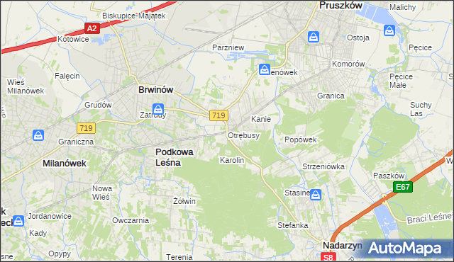 mapa Otrębusy, Otrębusy na mapie Targeo