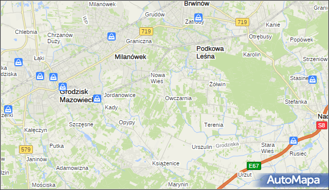 mapa Owczarnia gmina Brwinów, Owczarnia gmina Brwinów na mapie Targeo