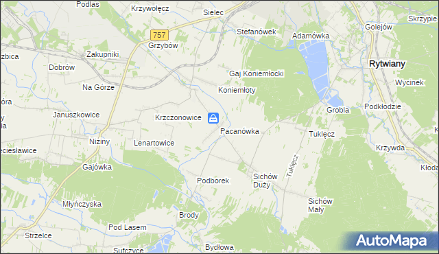 mapa Pacanówka, Pacanówka na mapie Targeo