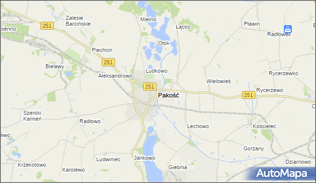 mapa Pakość powiat inowrocławski, Pakość powiat inowrocławski na mapie Targeo