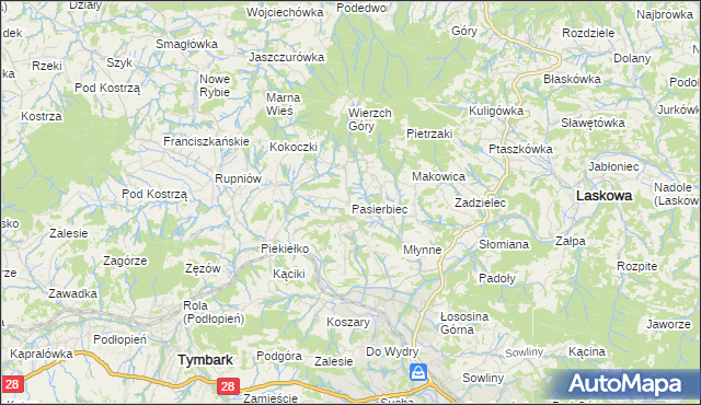 mapa Pasierbiec, Pasierbiec na mapie Targeo