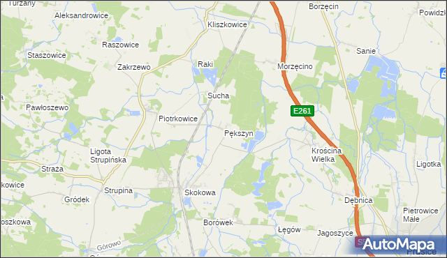 mapa Pększyn, Pększyn na mapie Targeo