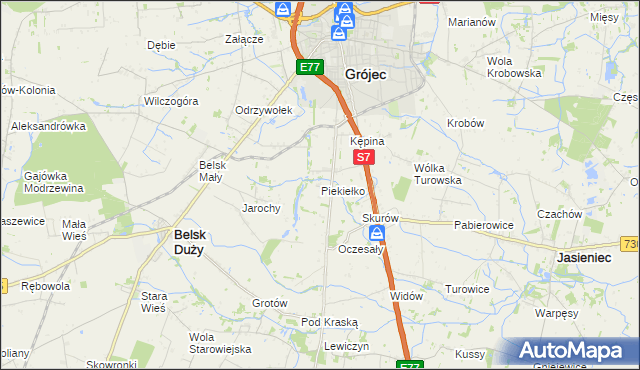 mapa Piekiełko gmina Grójec, Piekiełko gmina Grójec na mapie Targeo