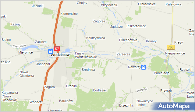 mapa Piotrkowice gmina Wodzisław, Piotrkowice gmina Wodzisław na mapie Targeo
