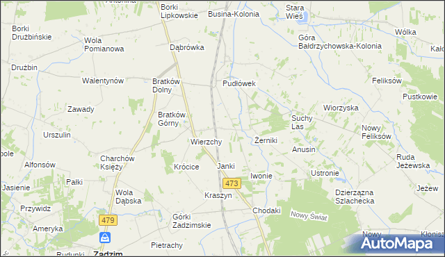 mapa Piotrów gmina Zadzim, Piotrów gmina Zadzim na mapie Targeo
