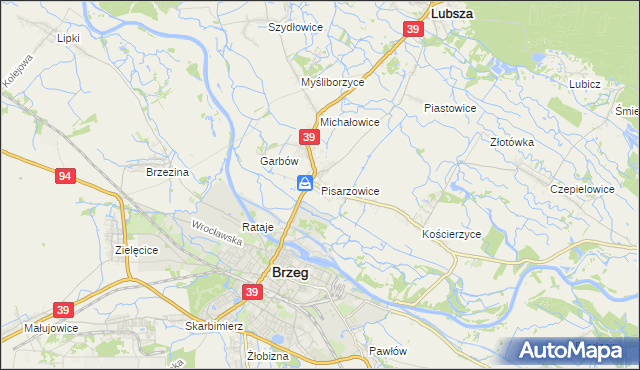 mapa Pisarzowice gmina Lubsza, Pisarzowice gmina Lubsza na mapie Targeo