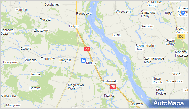 mapa Podgórzyce gmina Warka, Podgórzyce gmina Warka na mapie Targeo