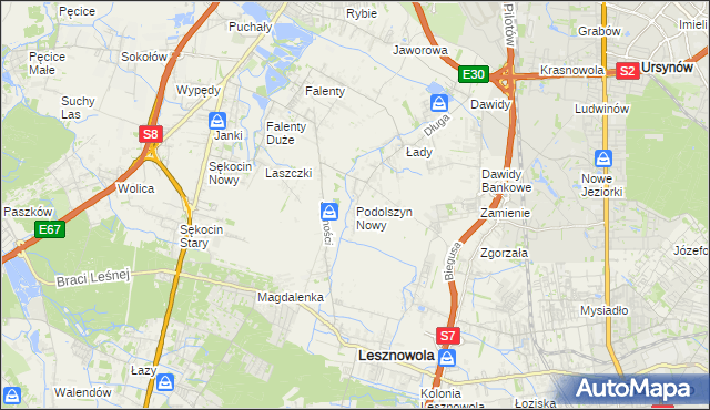 mapa Podolszyn Nowy, Podolszyn Nowy na mapie Targeo