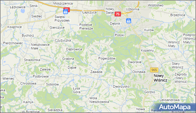 mapa Pogwizdów gmina Bochnia, Pogwizdów gmina Bochnia na mapie Targeo