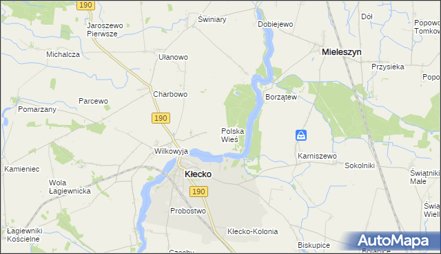 mapa Polska Wieś gmina Kłecko, Polska Wieś gmina Kłecko na mapie Targeo