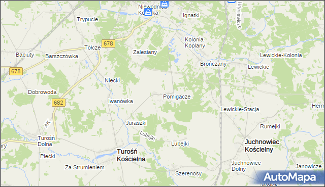 mapa Pomigacze, Pomigacze na mapie Targeo