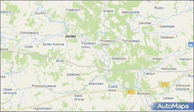 mapa Popielżyn-Zawady, Popielżyn-Zawady na mapie Targeo