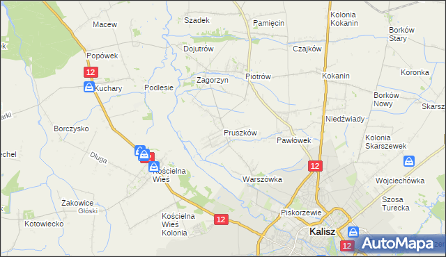 mapa Pruszków gmina Blizanów, Pruszków gmina Blizanów na mapie Targeo