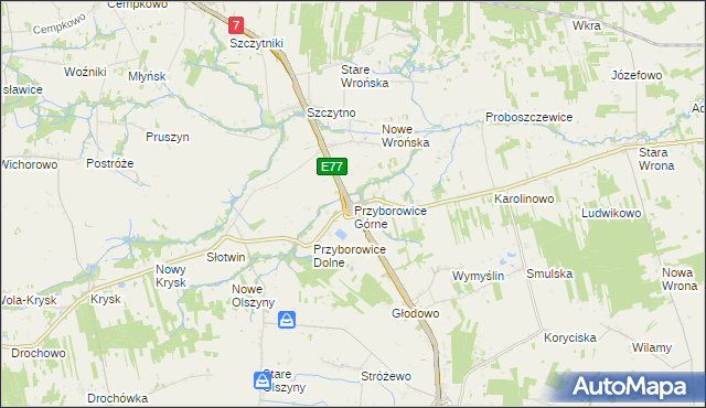 mapa Przyborowice Górne, Przyborowice Górne na mapie Targeo