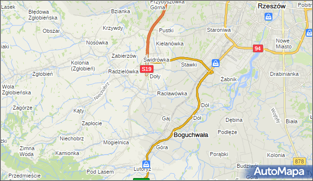 mapa Racławówka, Racławówka na mapie Targeo