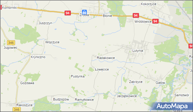 mapa Radakowice, Radakowice na mapie Targeo