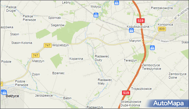 mapa Radawiec Duży, Radawiec Duży na mapie Targeo