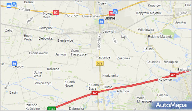 mapa Radonice, Radonice na mapie Targeo