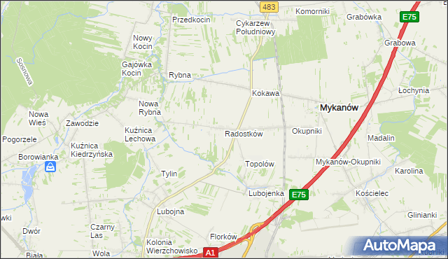 mapa Radostków, Radostków na mapie Targeo