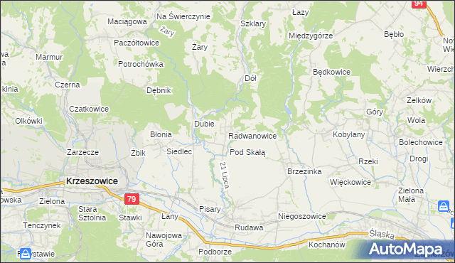mapa Radwanowice, Radwanowice na mapie Targeo