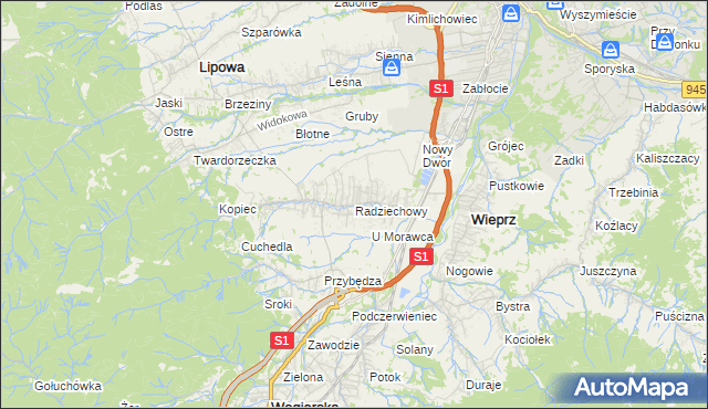 mapa Radziechowy, Radziechowy na mapie Targeo