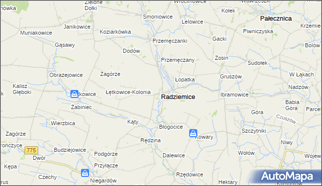 mapa Radziemice, Radziemice na mapie Targeo