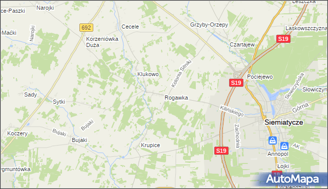 mapa Rogawka, Rogawka na mapie Targeo