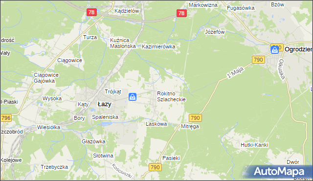 mapa Rokitno Szlacheckie, Rokitno Szlacheckie na mapie Targeo