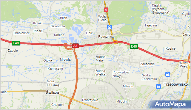 mapa Rudna Mała gmina Głogów Małopolski, Rudna Mała gmina Głogów Małopolski na mapie Targeo