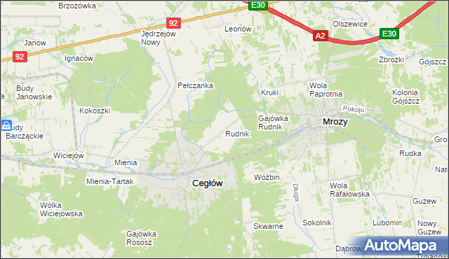 mapa Rudnik gmina Cegłów, Rudnik gmina Cegłów na mapie Targeo