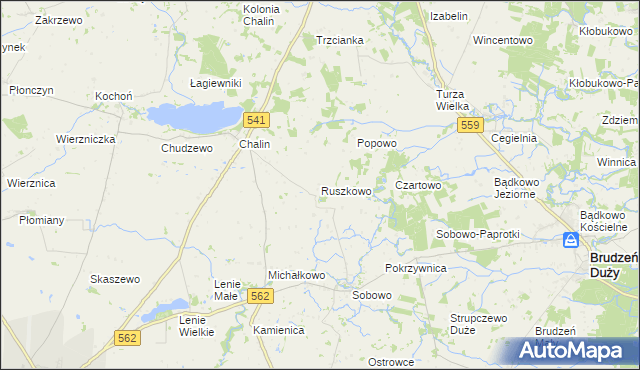 mapa Ruszkowo gmina Dobrzyń nad Wisłą, Ruszkowo gmina Dobrzyń nad Wisłą na mapie Targeo