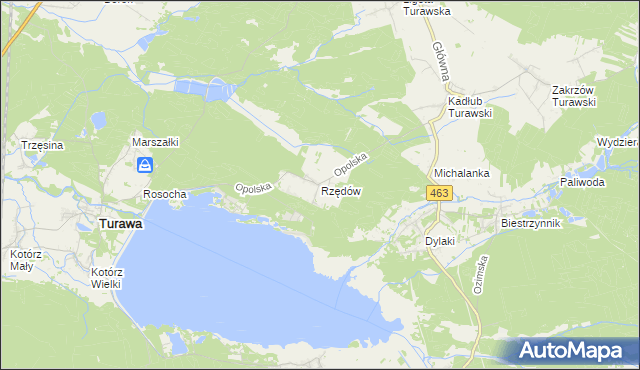 mapa Rzędów gmina Turawa, Rzędów gmina Turawa na mapie Targeo