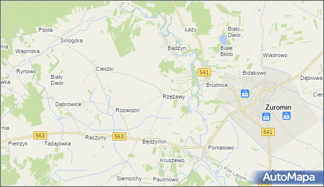 mapa Rzężawy gmina Żuromin, Rzężawy gmina Żuromin na mapie Targeo