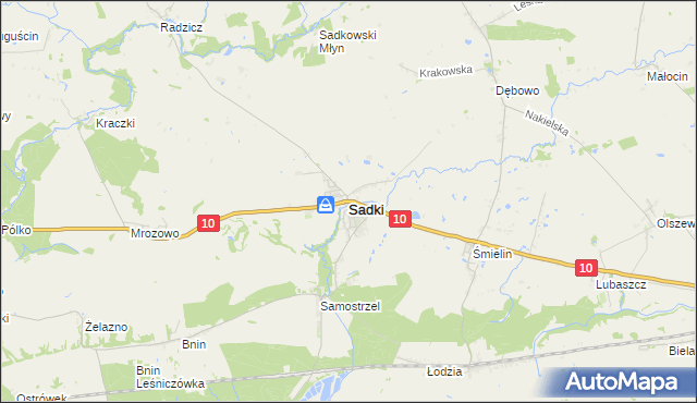 mapa Sadki powiat nakielski, Sadki powiat nakielski na mapie Targeo