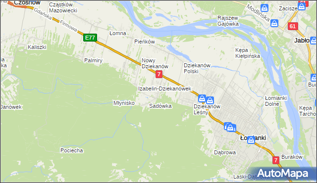 mapa Sadowa gmina Łomianki, Sadowa gmina Łomianki na mapie Targeo