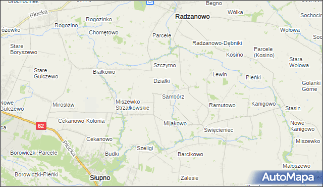 mapa Sambórz gmina Słupno, Sambórz gmina Słupno na mapie Targeo