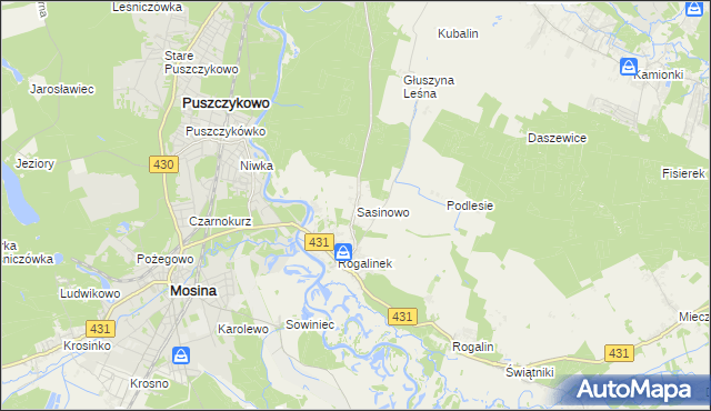 mapa Sasinowo, Sasinowo na mapie Targeo