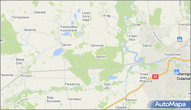 mapa Semlin gmina Starogard Gdański, Semlin gmina Starogard Gdański na mapie Targeo