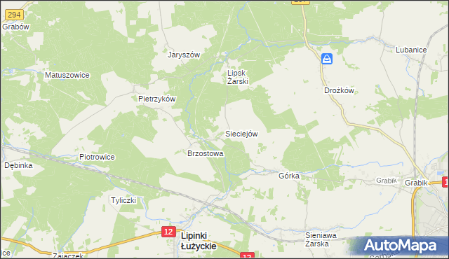 mapa Sieciejów, Sieciejów na mapie Targeo