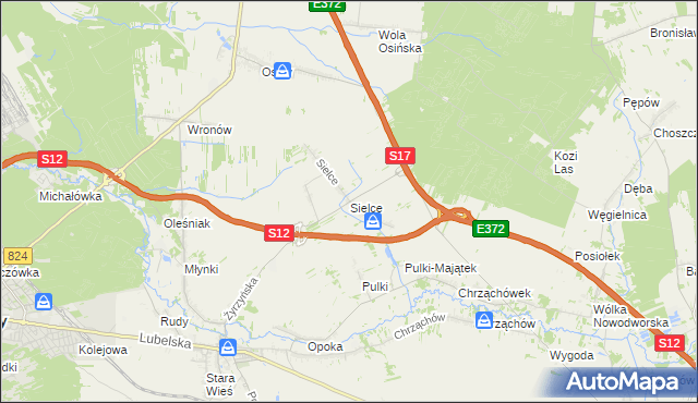 mapa Sielce gmina Końskowola, Sielce gmina Końskowola na mapie Targeo