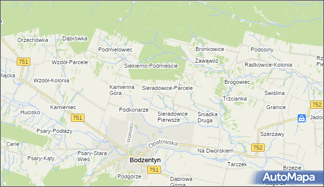 mapa Sieradowice Drugie, Sieradowice Drugie na mapie Targeo