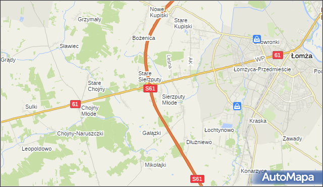 mapa Sierzputy Młode, Sierzputy Młode na mapie Targeo