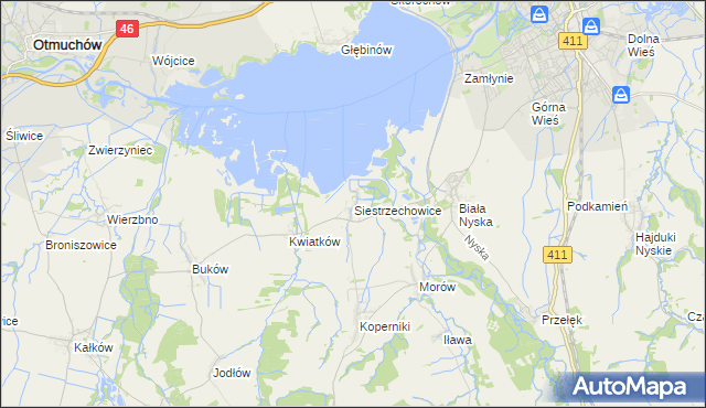 mapa Siestrzechowice, Siestrzechowice na mapie Targeo